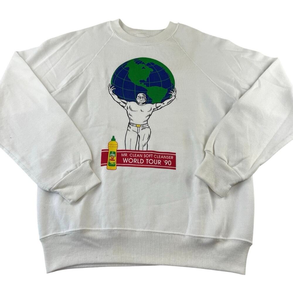 Bassett Walker Vintage Mr. Clean World Tour 1990 Promo Sweatshirt Size XL